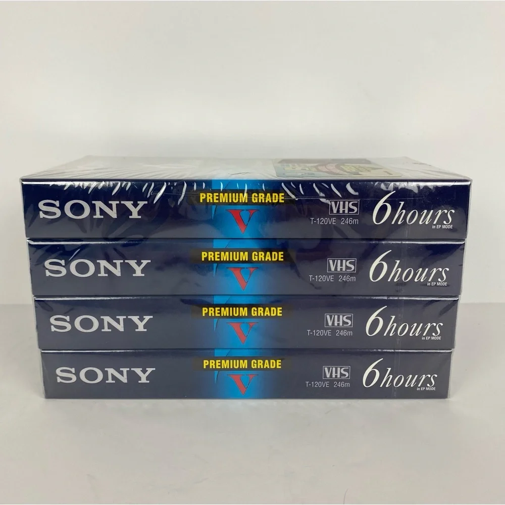 Lot of 4 Sony T-120 6hrs Blank VHS Video Tapes Premium Grade